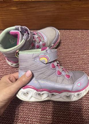 Черевики для дівчаток sketchers з підсвіткою, рожеві, фіолетові