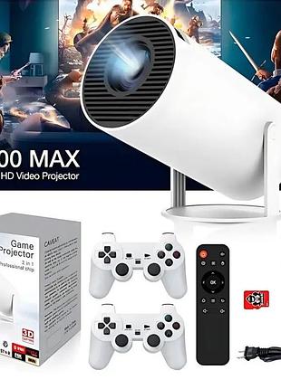 Проєктор led projector m300 max/hy300 4k uhd для домашнього кінотеатру з 2 джойстиками для ігор android 11+карта