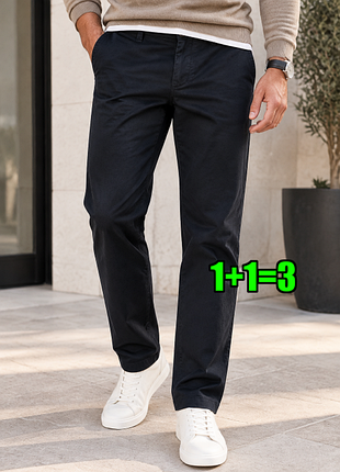 🤩1+1=3 фірмові темно-сині чоловічі прямі брюки чинос ben sherman, розмір 52 - 54