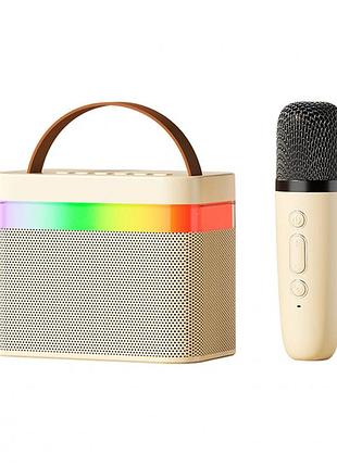 Портативная колонка k18-1 караоке с беспроводным микрофоном, bluetooth, fm, usb/sd и эффектами