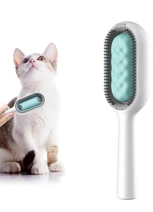 Щітка для сухого та вологого вичісування собак та котів pet gravity 4в1 pet grooming comb зелений