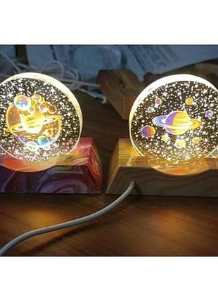 Хрустальный 3d ночник 8х8 см с подсветкой