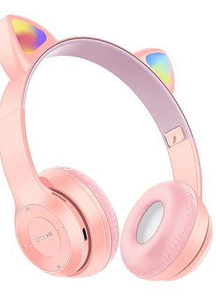 Бездротові bluetooth навушники y47 cat ear з котячими вушками рожеві