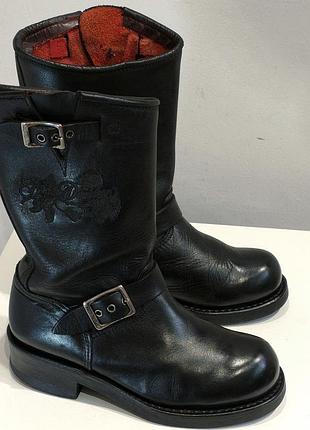 Женские кожаные байкерские сапоги ботинки harley davidson engineer boots