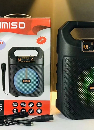 Портативна акустична колонка kimiso qs-3607 з мікрофоном і світломузкою