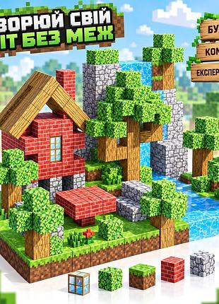 Магнитный конструктор minecraft 100 шт майнкрафт городок