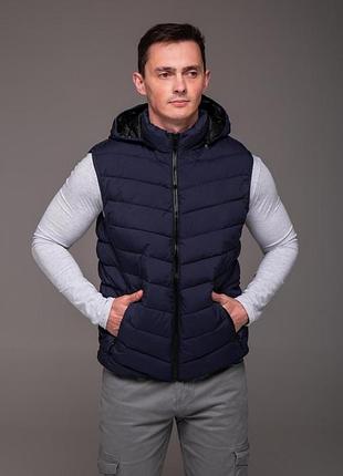 Синяя жилетка съемный капюшон xl