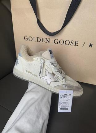 Кросівки жіночі golden goose шкіряні з хутром овчини