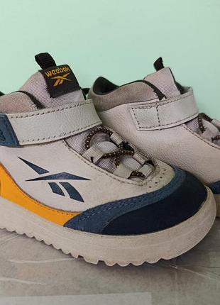 Черевики для хлопчика reebok білі з синім та жовтим, 24 розмір