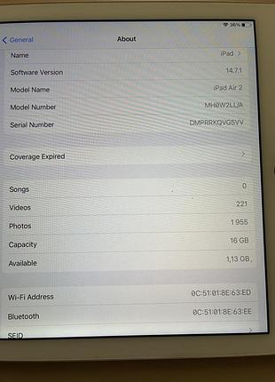 Планшет apple ipad air 2 16 гб 2