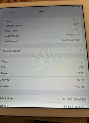 Планшет apple ipad air 2 16 гб 4