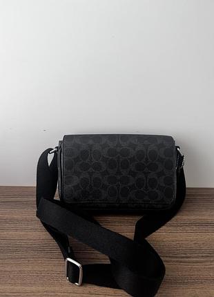 Сумка чоловіча coach месенджер чорна 3