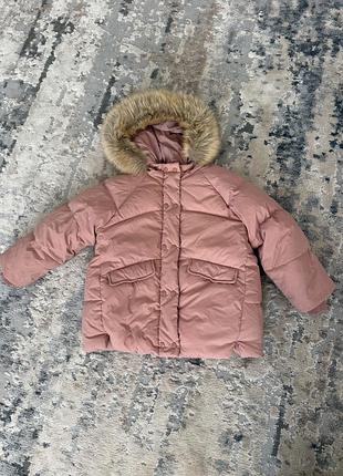 Пуховик для дівчинки zara рожевий 104 см