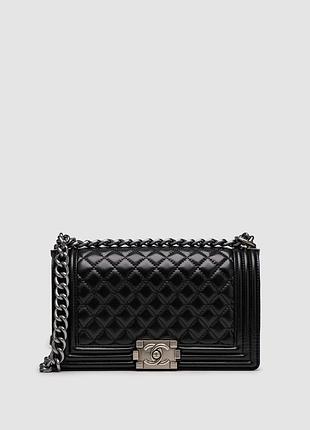 💎 chanel medium boy black/silver caviar rhw smooth skin 24.5 х 14 х 8 см