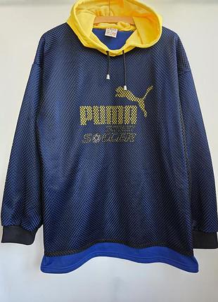 Вінтажне худі puma street soccer сітка ретро спортивна кофта оверсайз толстовка з капюшоном вінтаж пума оригінальна модна s-m 44-46