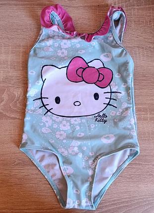 Купальник для дівчинки hello kitty бірюзовий з квітковим принтом