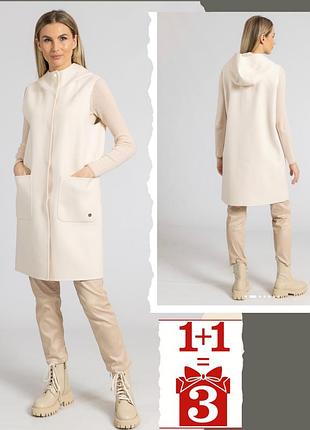 1+1=3 вовняний жилет marc cain sport пальто капюшон вовна