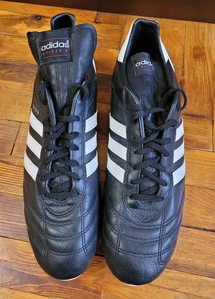 Бутси чоловічі adidas чорні шкіряні для футболу