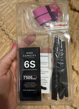Акумулятор посиленої ємності для iphone 6s, 7500mah, новий
