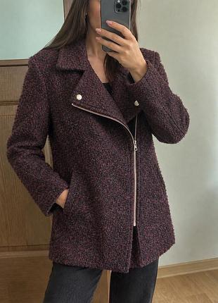 Пальто жіноче h&m бордове, розмір xs/s. 46% вовна