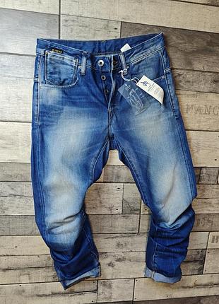 Чоловічі стильні сині джинси з потертостями g-star raw розмір 30/34