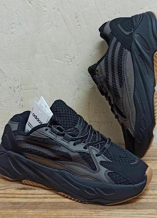 Adidas yeezy 700 кроссовки женские модные брендовые черные кожа/текстиль