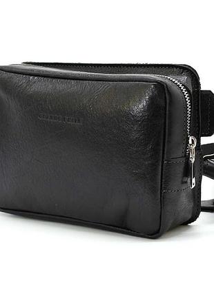Кожаная сумка напоясная grande pelle 740410 черная