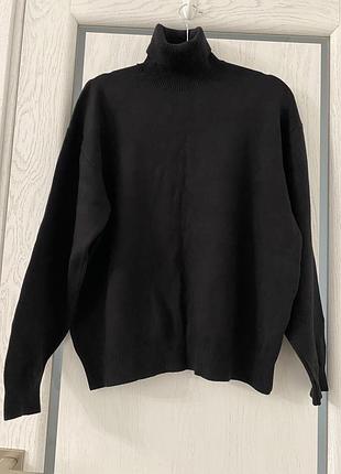 Чёрный трикотажный свободный гольф 52-54 р zara