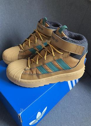 Кросівки унісекс adidas superstar winter trek c коричневі з бірюзовим