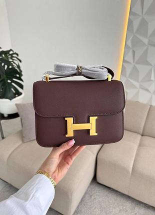 Сумка жіноча hermes constance chocolate gold