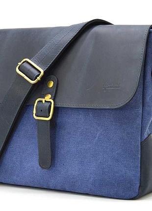 Сумка через плечо синяя парусина и кожа мела мрс rkk-6600-4lx tarwa