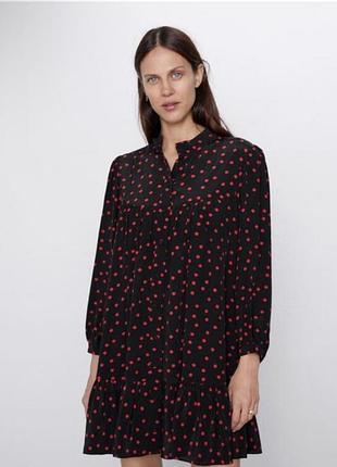 Коротка сукня жіноча zara чорна в горох розмір m