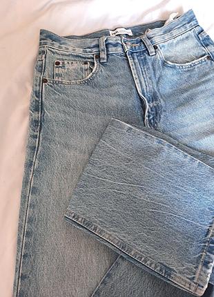 Прямые джинсы голубые zara размер 36