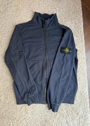 Кофта чоловіча stone island на змійці, темно-синя