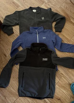 Кофти чоловічі флісові under armour, jack & jones, сірий, синій, чорний