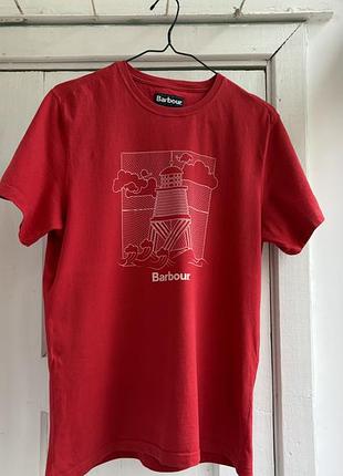 Футболка чоловіча barbour червона з принтом