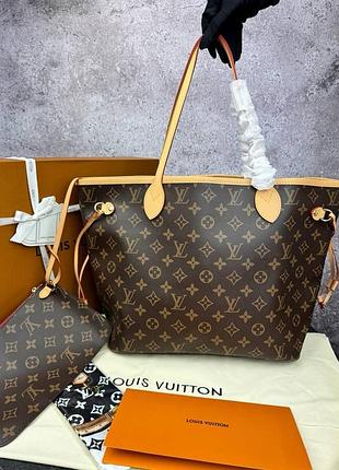 Louis vuitton neverful mm brown logo