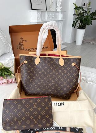 Louis vuitton neverful mm brown logo 3