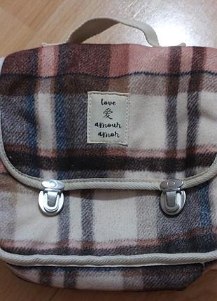 Рюкзак для дівчаток, в клітинку, текстильний, маленький