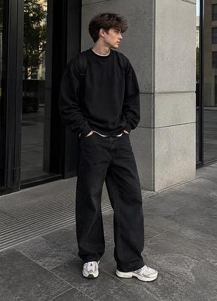 Чоловічі чорні джинси cropp skater w32 l34 | wide leg |
