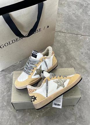 Кросівки жіночі golden goose з хутром шкіра замша нові