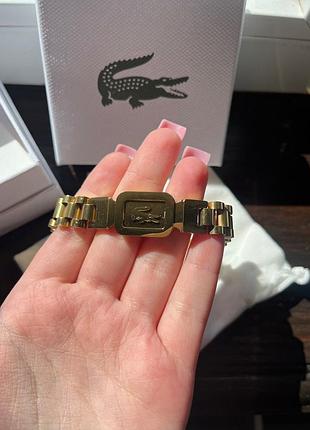 Мужской браслет lacoste золотой - нержавеющая сталь, плетеный дизайн, логотип lacoste