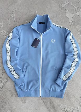 Блакитна кофта (олімпійка) fred perry з лампасом демісезон s / m / l / xl / xxl