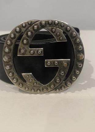 Оригинальный кожаный ремень gucci studded interlocking g belt (размер 90/36)