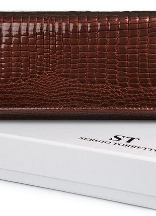 Жіночий шкіряний гаманець sergio torretti w501 коричневий натуральна шкіра