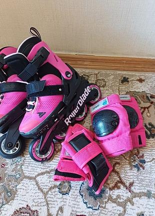 Ролики rollerblade дитячі розсувні з захистом для дівчинки