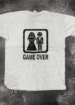 Футболка чоловіча сіра з принтом game over