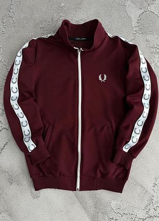 Бордова кофта fred perry на лампасах олімпійка фред пері демісезон на замку s / m / l / xl / xxl