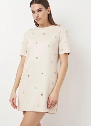 Коротка сукня жіноча zara бежева замшева