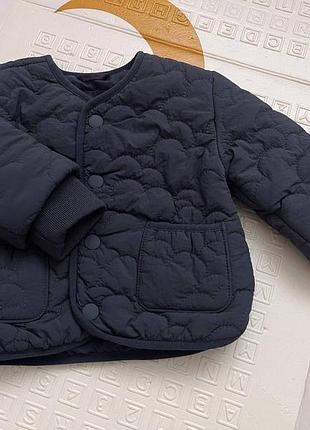 Куртка дитяча стьобана без капюшона темно-синя бомбер m&s
